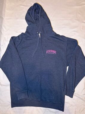 Navy Blue Hoodie with Pink Logo